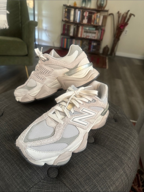 New Balance Shoes - New Balance Women's Athletic Sneakers in Beige and Silver Accents